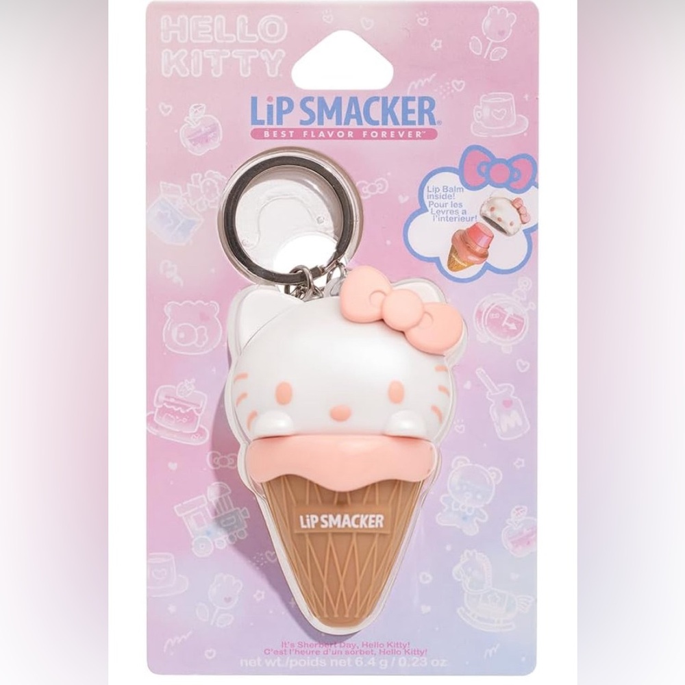 Hello Kitty Ice Cream Keychain - Pink and Brown Lip Smacker